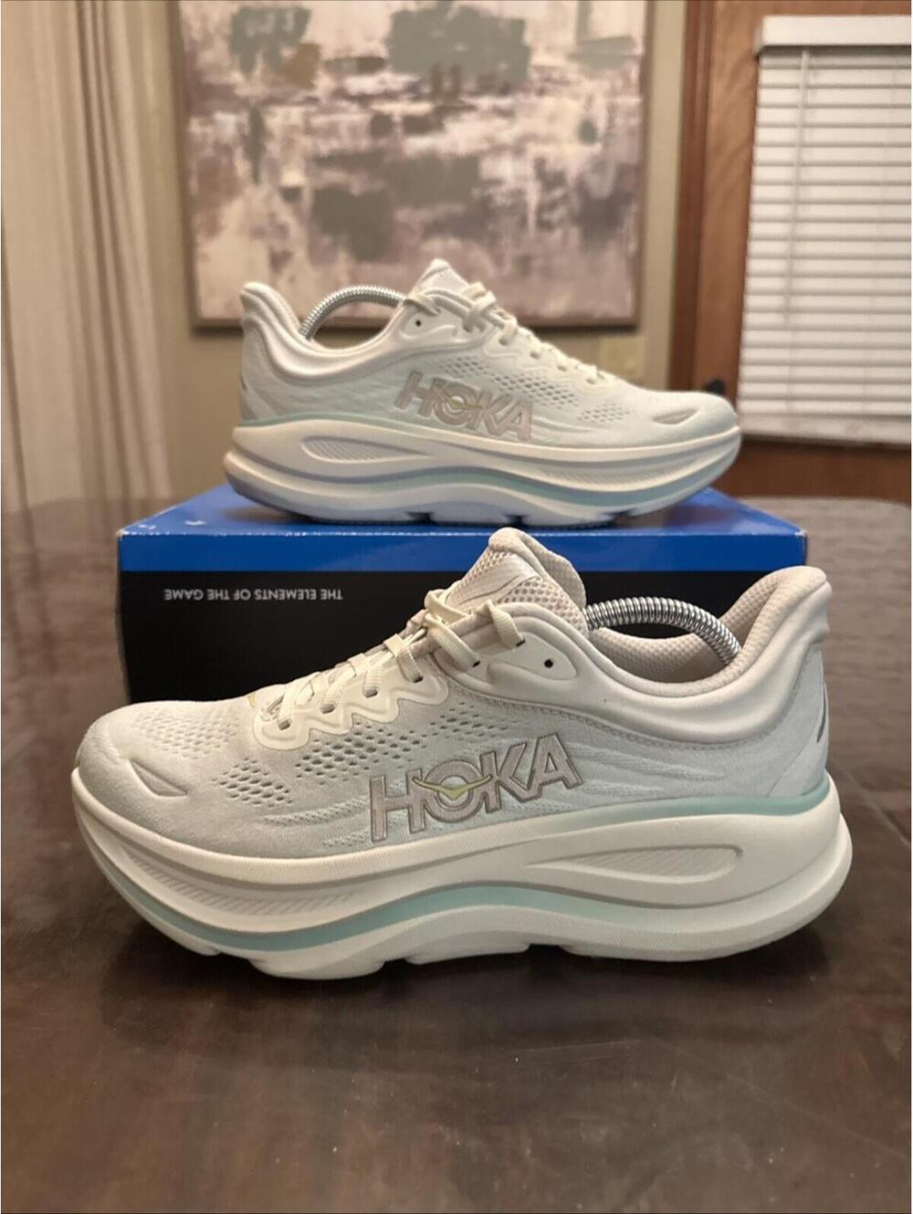 Hoka Bondi 9 Womens SZ 11B Truffle Salt Sea Glass Running Shoes Comfort Sneaker
